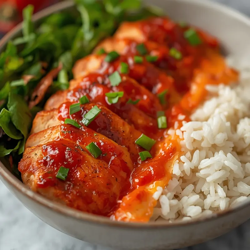 Creamy Roasted Red Pepper Chicken Rice Bowl Creamy Roasted Red Pepper Chicken Rice Bowl