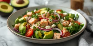Salmon Avocado Chopped Salad With Flaked Salmon