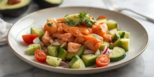 Salmon Cucumber Avocado Salad With Cold Salmon Flakes