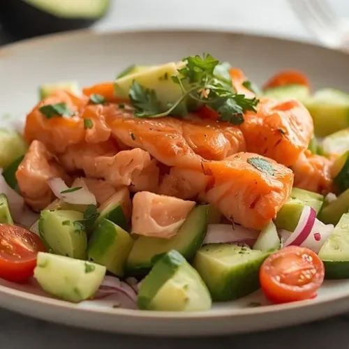 Salmon Cucumber Avocado Salad recipe