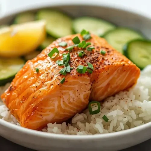 Salmon Cucumber Rice Meal Prep Bowls recipe