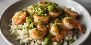 Salsa Verde Shrimp Rice Bowl With Vibrant Green Salsa