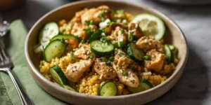 Smashed Cucumber Chicken Lunch Bowls With Cool Cucumbers