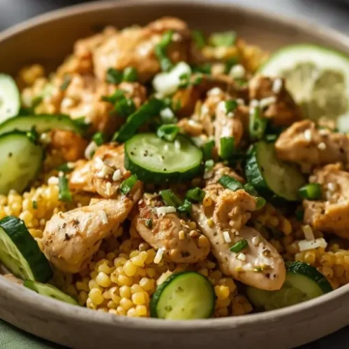 Smashed Cucumber Chicken Lunch Bowls recipe