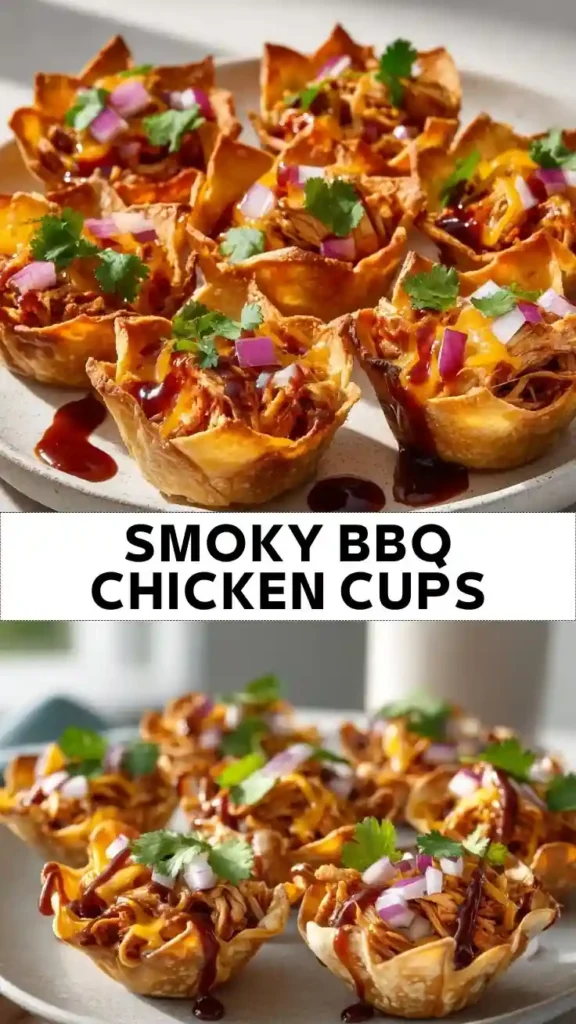 Smoky BBQ Chicken Cups with Cheese and Red Onion