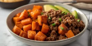 Sweet Potato Beef Lunch Bowls With Roasted Sweet Potatoes