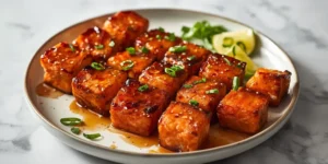 Teriyaki Salmon Skewers With Lacquered Salmon Cubes