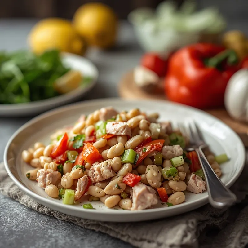 Tuna White Bean Crunch Salad With Crunchy Veggies