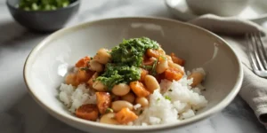 White Bean Chimichurri Rice Bowl With Green Chimichurri