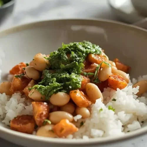 White Bean Chimichurri Rice Bowl recipe