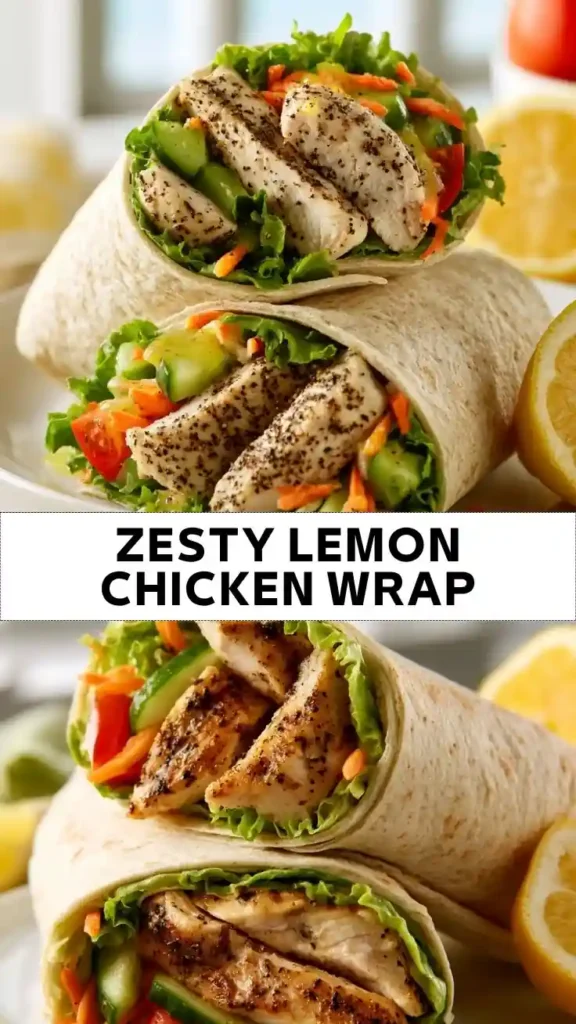 Zesty Lemon Chicken Wrap with Crisp Cucumber and Lettuce Healthy Zesty Lemon Chicken Wrap with Fresh Vegetables