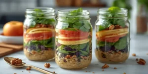 Fresh Apple Pecan Spinach Salad Jars