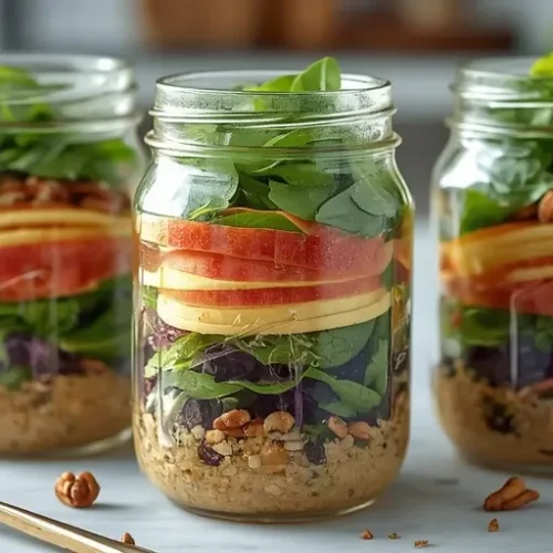 apple pecan spinach salad jars recipe
