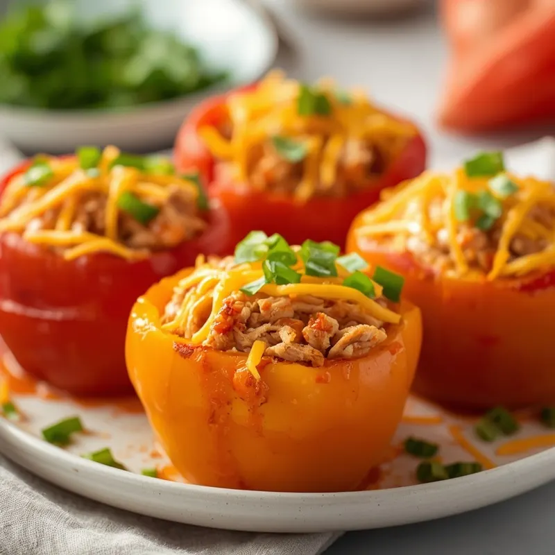 Golden Baked Buffalo Chicken Stuffed Peppers Golden Baked Buffalo Chicken Stuffed Peppers