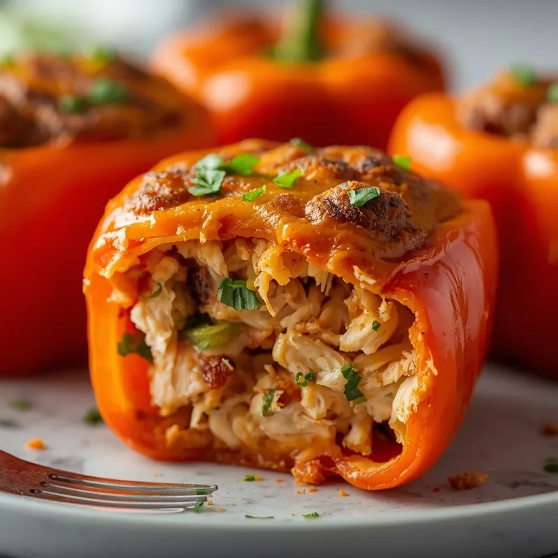 Golden Baked Buffalo Chicken Stuffed Peppers Golden Baked Buffalo Chicken Stuffed Peppers