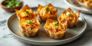 Crispy Baked Buffalo Chicken Wonton Cups