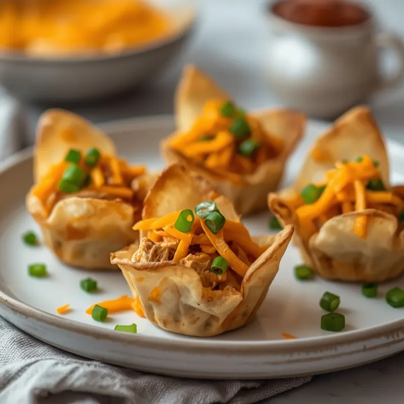 Crispy Baked Buffalo Chicken Wonton Cups Crispy Baked Buffalo Chicken Wonton Cups