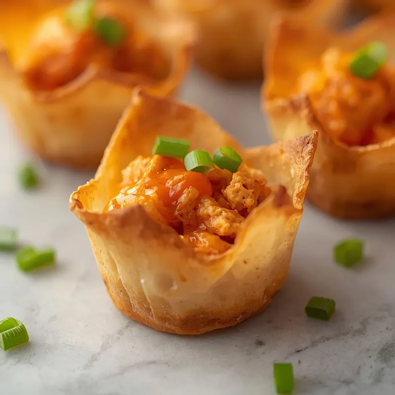Crispy Baked Buffalo Chicken Wonton Cups Crispy Baked Buffalo Chicken Wonton Cups
