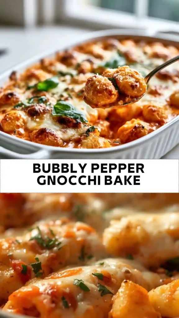 Bubbly Pepper Gnocchi Bake Recipe Bubbly Pepper Gnocchi Bake with Melted Mozzarella and Tomato Sauce