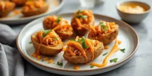 Cheesy Buffalo Chicken Potato Skins