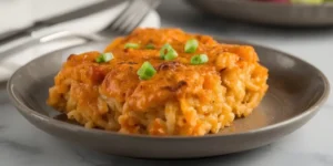 Cheesy Buffalo Chicken Rice Casserole
