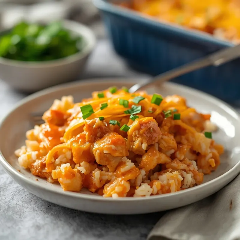 Cheesy Buffalo Chicken Rice Casserole Cheesy Buffalo Chicken Rice Casserole