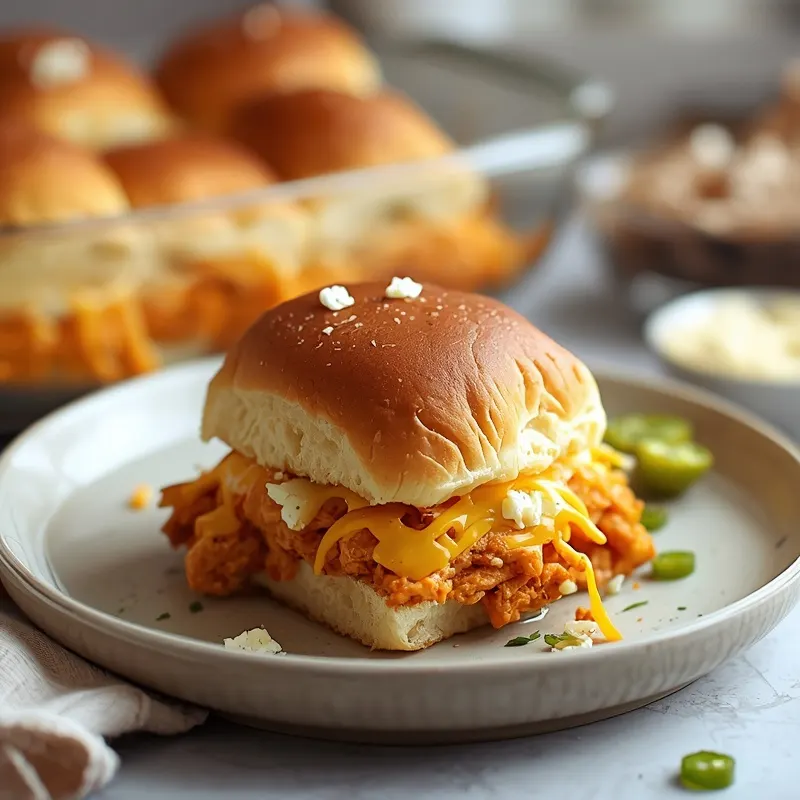 Cheesy Buffalo Chicken Slider Bake Cheesy Buffalo Chicken Slider Bake