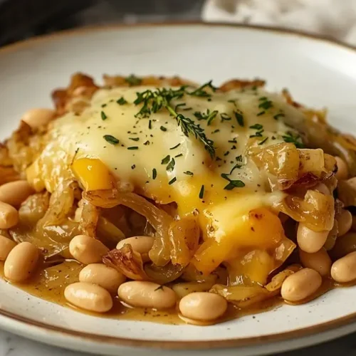 cheesy french onion white bean skillet recipe