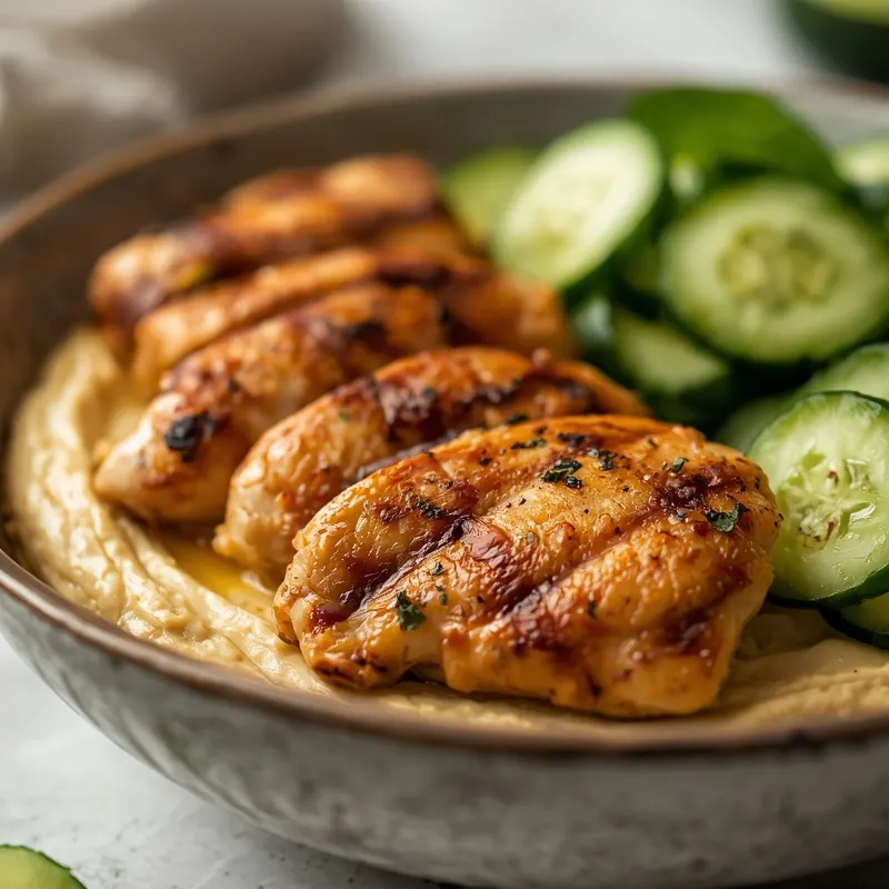 Fresh Chicken Cucumber Hummus Bowls