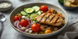 Fresh Chicken Feta Cucumber Bowls