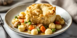 Golden Chicken Pot Pie Biscuit Skillet