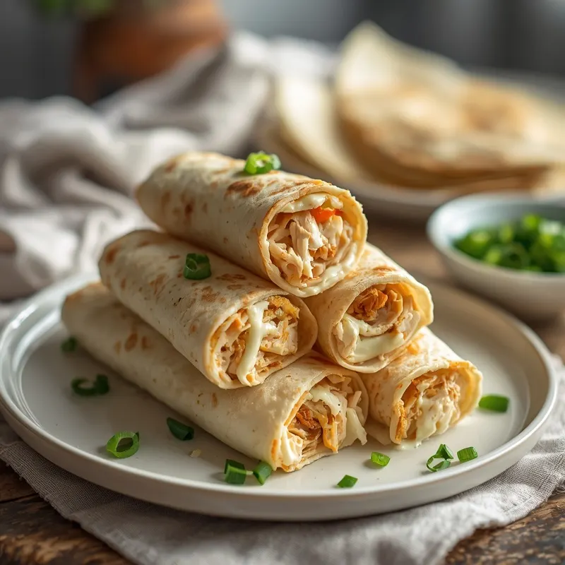 Creamy Chicken Ranch Tortilla Roll Ups