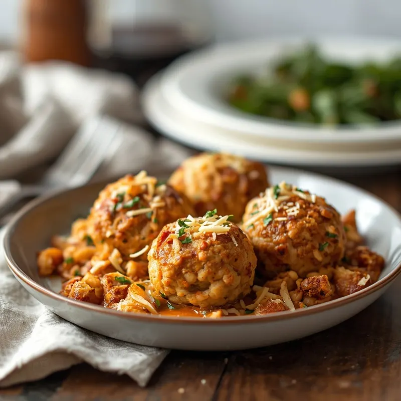 Cheesy Chicken Stuffing Meatball Bake Cheesy Chicken Stuffing Meatball Bake