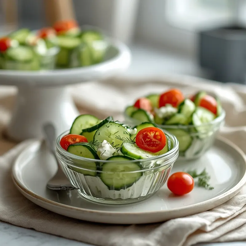 Fresh Cottage Cheese Cucumber Snack Bowls