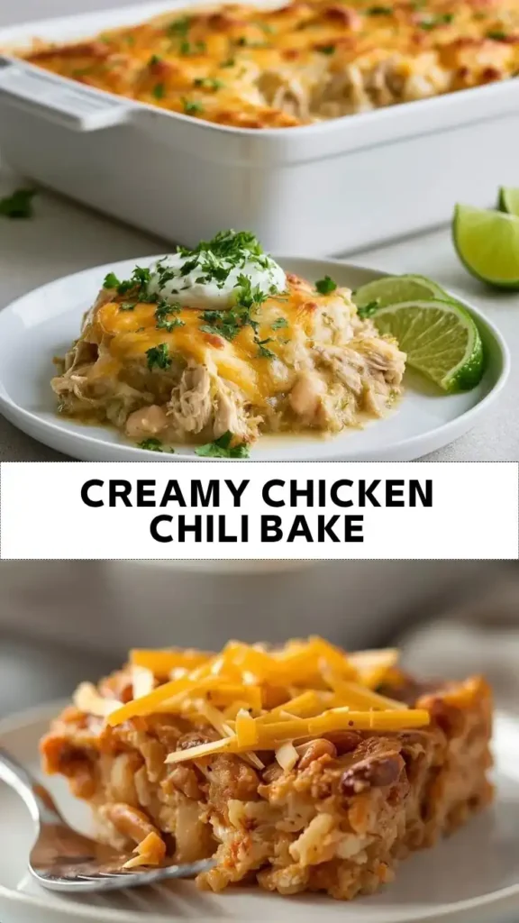 Creamy Chicken Chili Bake with Cheese and White Beans