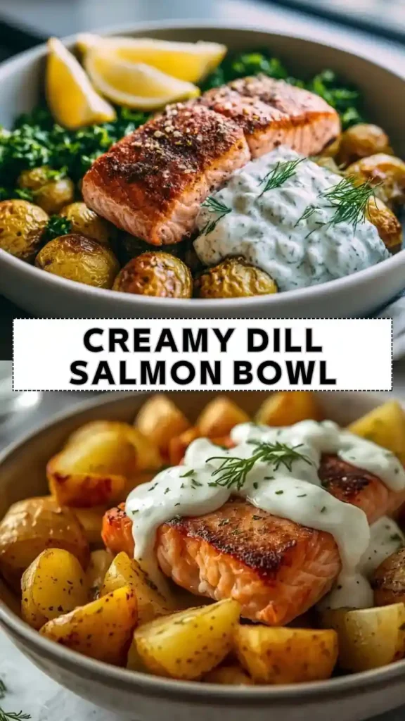 Creamy Dill Salmon Bowl with Roasted Baby Potatoes