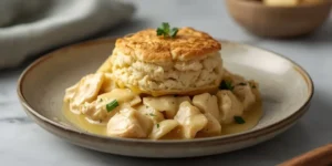 Creamy Garlic Chicken Biscuit Bake