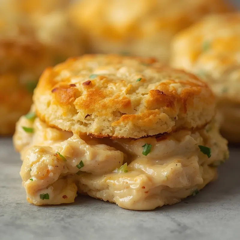 Creamy Garlic Chicken Biscuit Bake