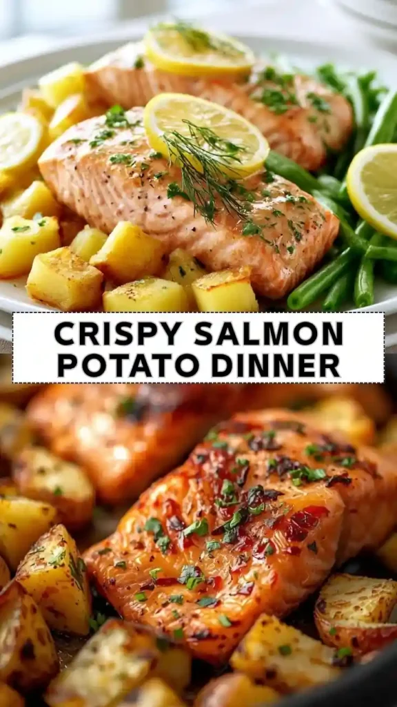 Crispy Salmon Potato Dinner Recipe Crispy Salmon Potato Dinner with Roasted Potatoes and Green Beans