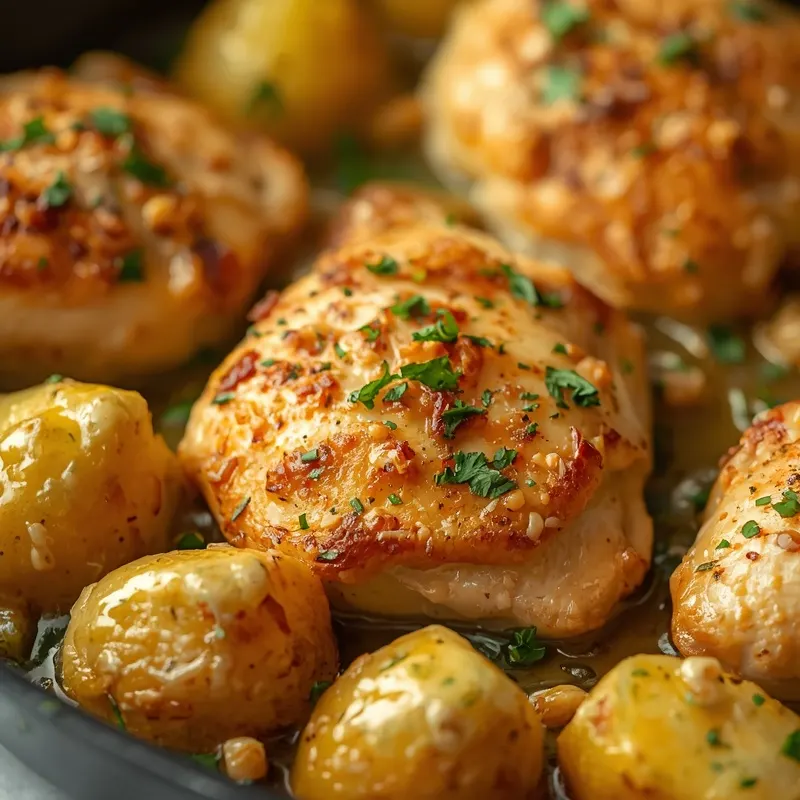Golden Garlic Butter Chicken Potato Skillet Golden Garlic Butter Chicken Potato Skillet