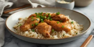 Golden Honey Garlic Chicken Rice Bake