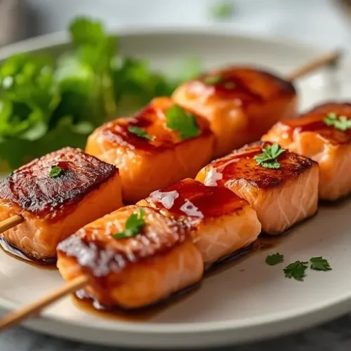 honey garlic salmon skewers recipe