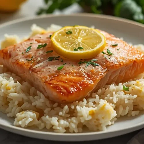 lemon butter salmon rice bake recipe