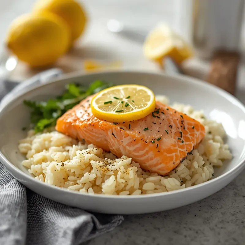 Creamy Lemon Butter Salmon Rice Bake Creamy Lemon Butter Salmon Rice Bake