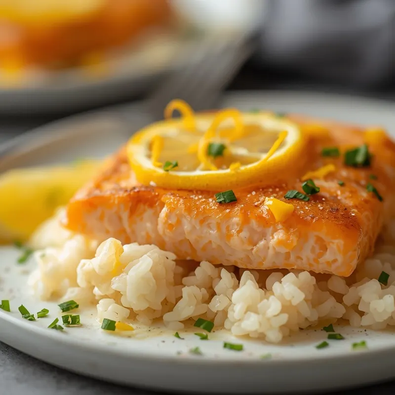 Creamy Lemon Butter Salmon Rice Bake Creamy Lemon Butter Salmon Rice Bake