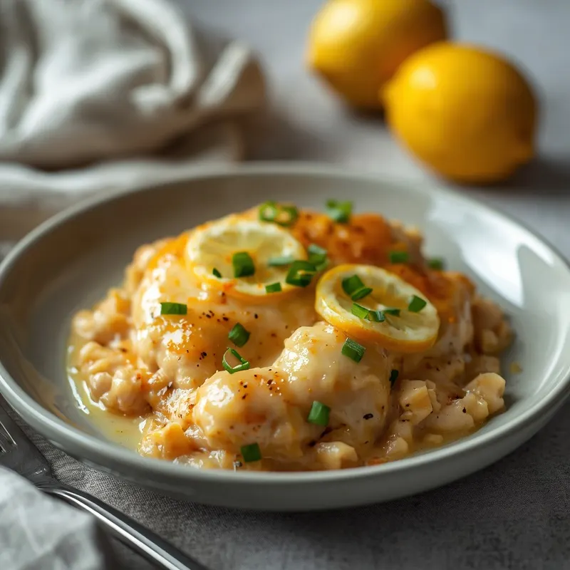 Creamy Lemon Garlic Chicken Casserole