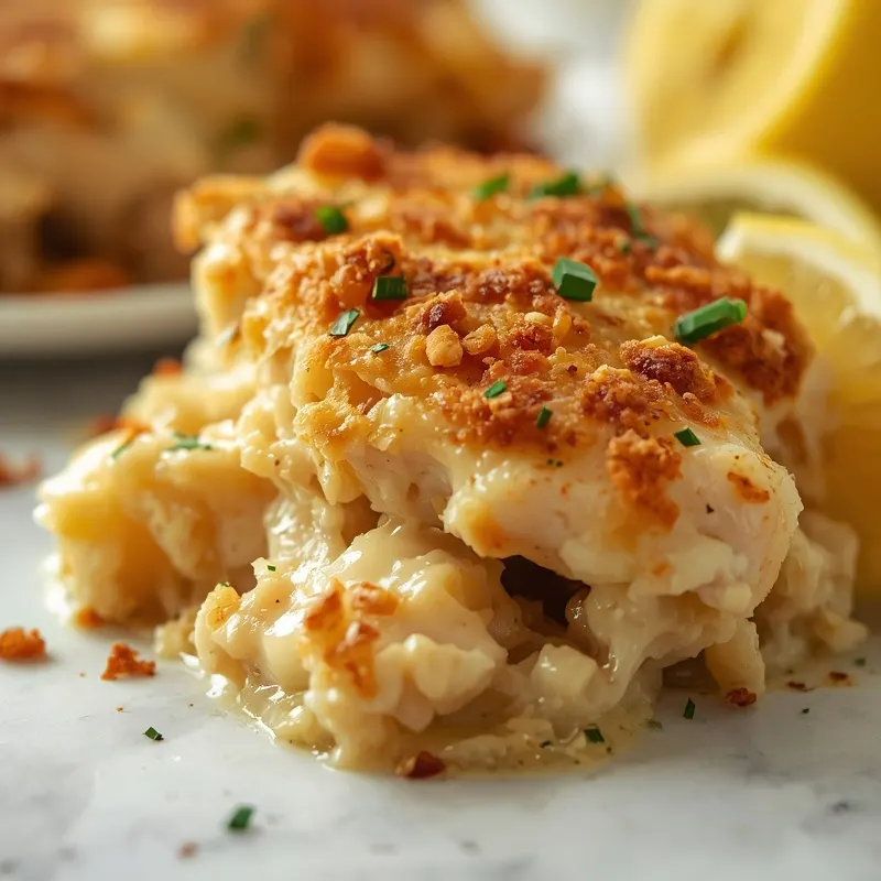 Creamy Lemon Garlic Chicken Casserole