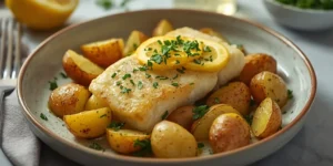 Golden Lemon Garlic Cod Potato Bake