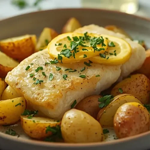 lemon garlic cod potato bake recipe