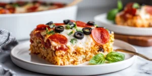 Cheesy Pizza Rice Bake